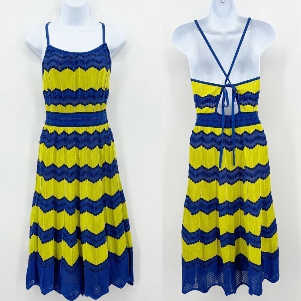 M Missoni Crochet Midi Strappy Dress Boho Sundress Zig Zag Stripe - Picture 3 of 9
